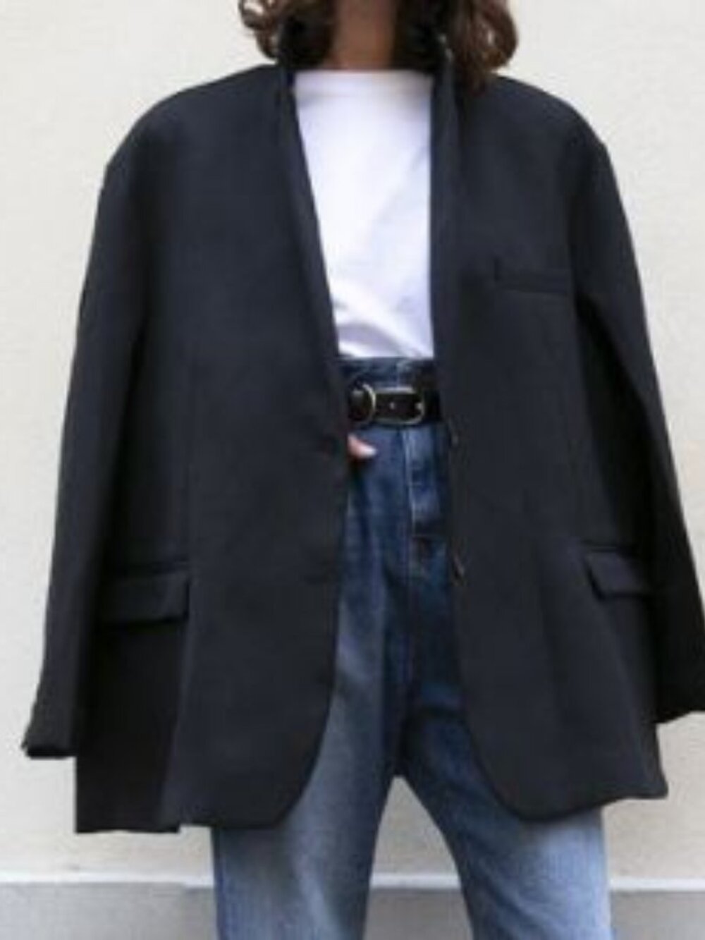 THE FRANKIE SHOP Oversized Boyfriend Black Blazer - Size Large